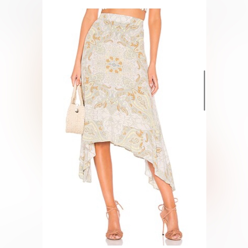 Free People Cream and Gold Asymmetrical Skirt
